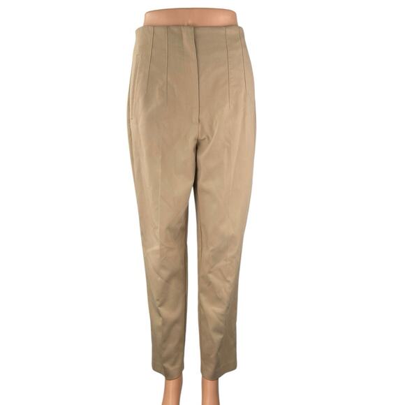 Zara Women's Tan Khaki Beige High Rise Tapered Leg Trousers Dress Pants Size M - Picture 1 of 5